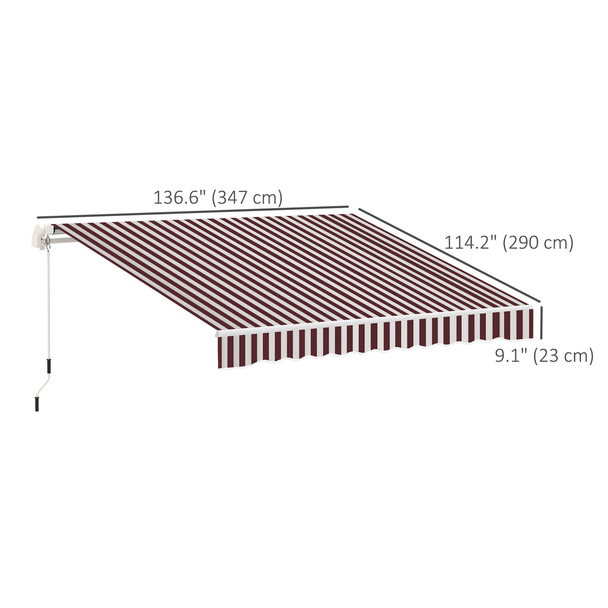 10' x 8' ርትራክታብል ኣውኒንግ ፋብሪክ ምትካእ ደገ ፀሓይ መከላኸሊ ካኖፒ ኣውኒንግ ከበቢ፣ ካብ UV መከላኸሊ፣ ግራጫ