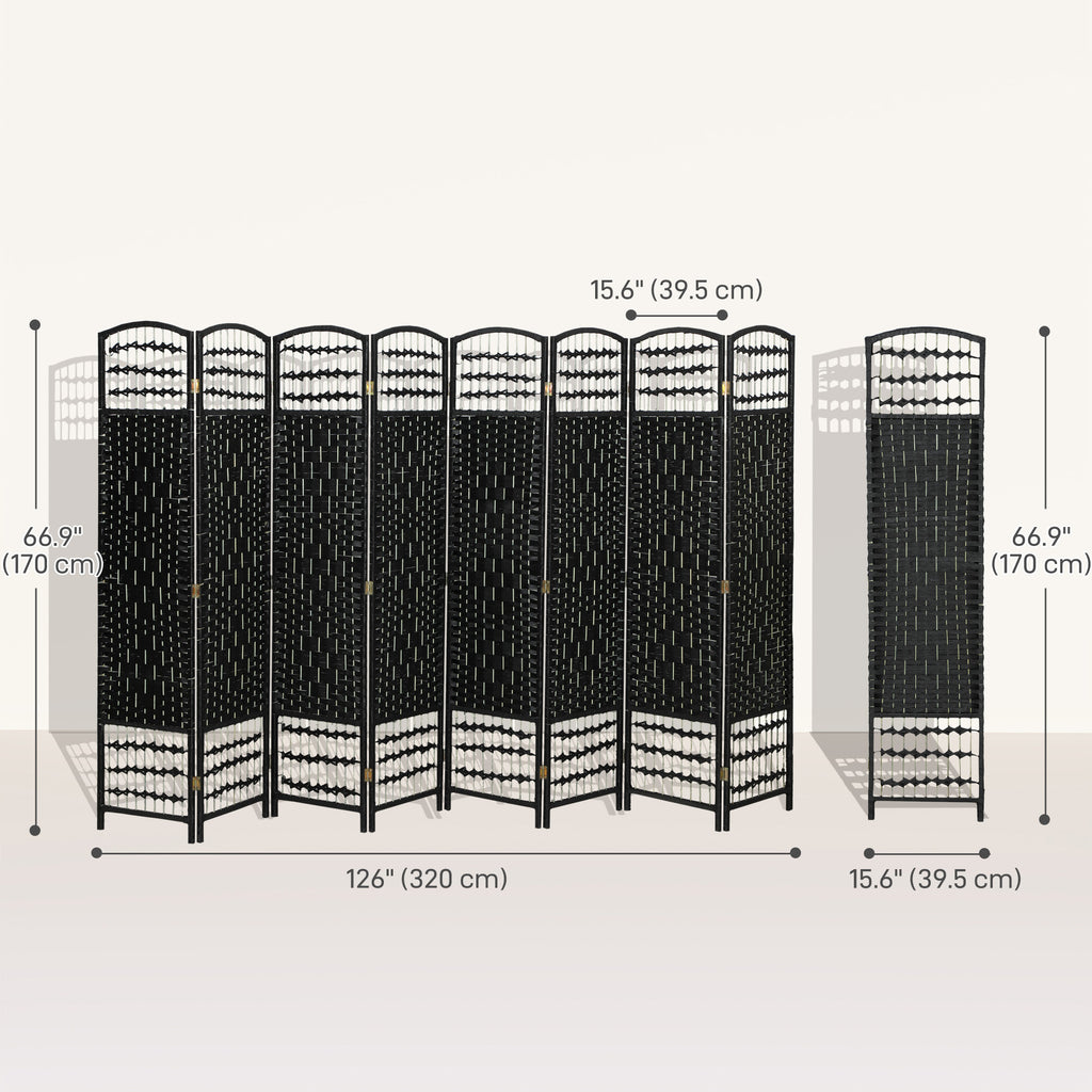 4 Panel Folding Room Divider, Portable Privacy Screen, Wave Fiber Room Partition for Home Office, White