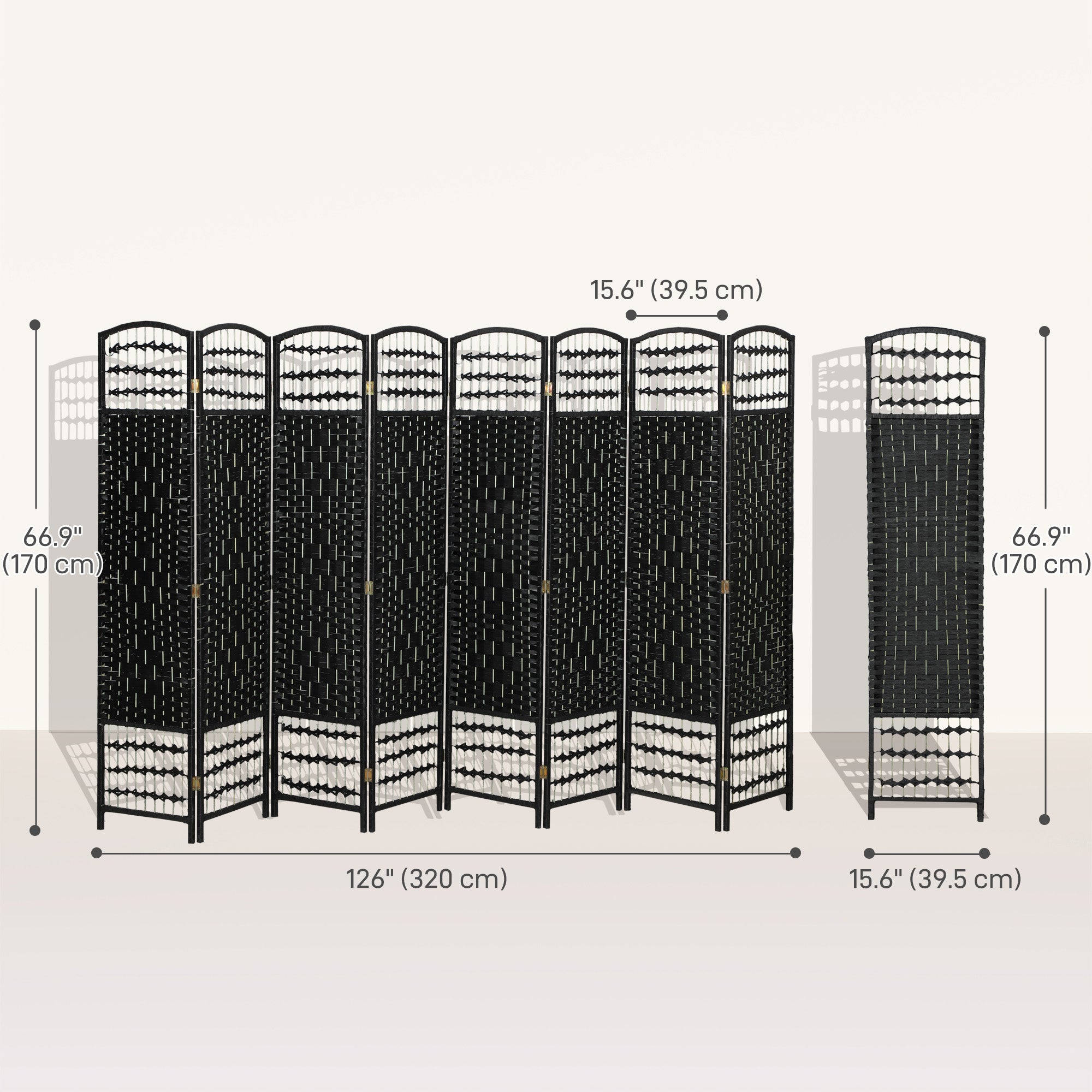 4 Panel Folding Room Divider, Portable Privacy Screen, Wave Fiber Room Partition for Home Office, White