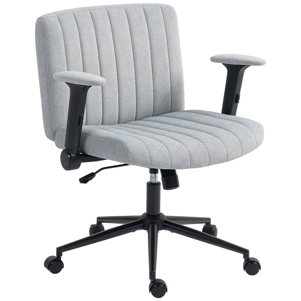 Criss Cross Chair with Flip-up Armrests, Wheels, Wide Office Chair with Adjustable Height, Tilting, Grey