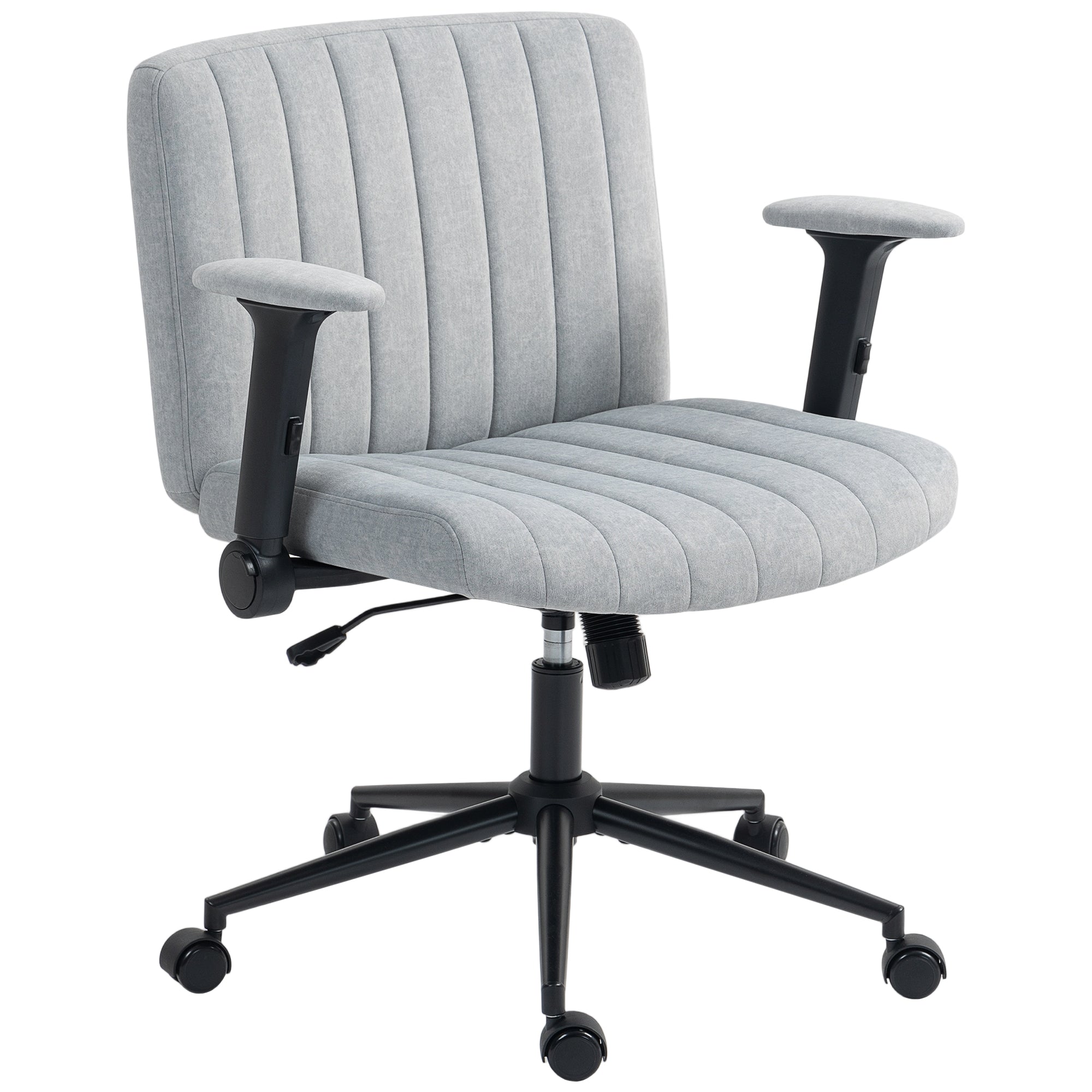 Criss Cross Chair with Flip-up Armrests, Wheels, Wide Office Chair with Adjustable Height, Tilting, Grey