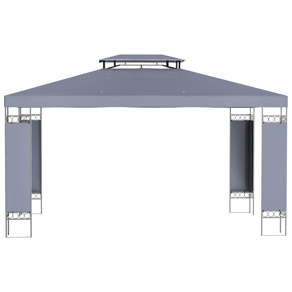 10' x 13' ደጋዊ ጋዜቦ፣ ድርብ ጣሪያ ደጋዊ ጋዜቦ ካኖፒ መከላኸሊ ምስ ስክሪን ዝሓበረ ኣእማን ፍሬም፣ ጻዕዳ