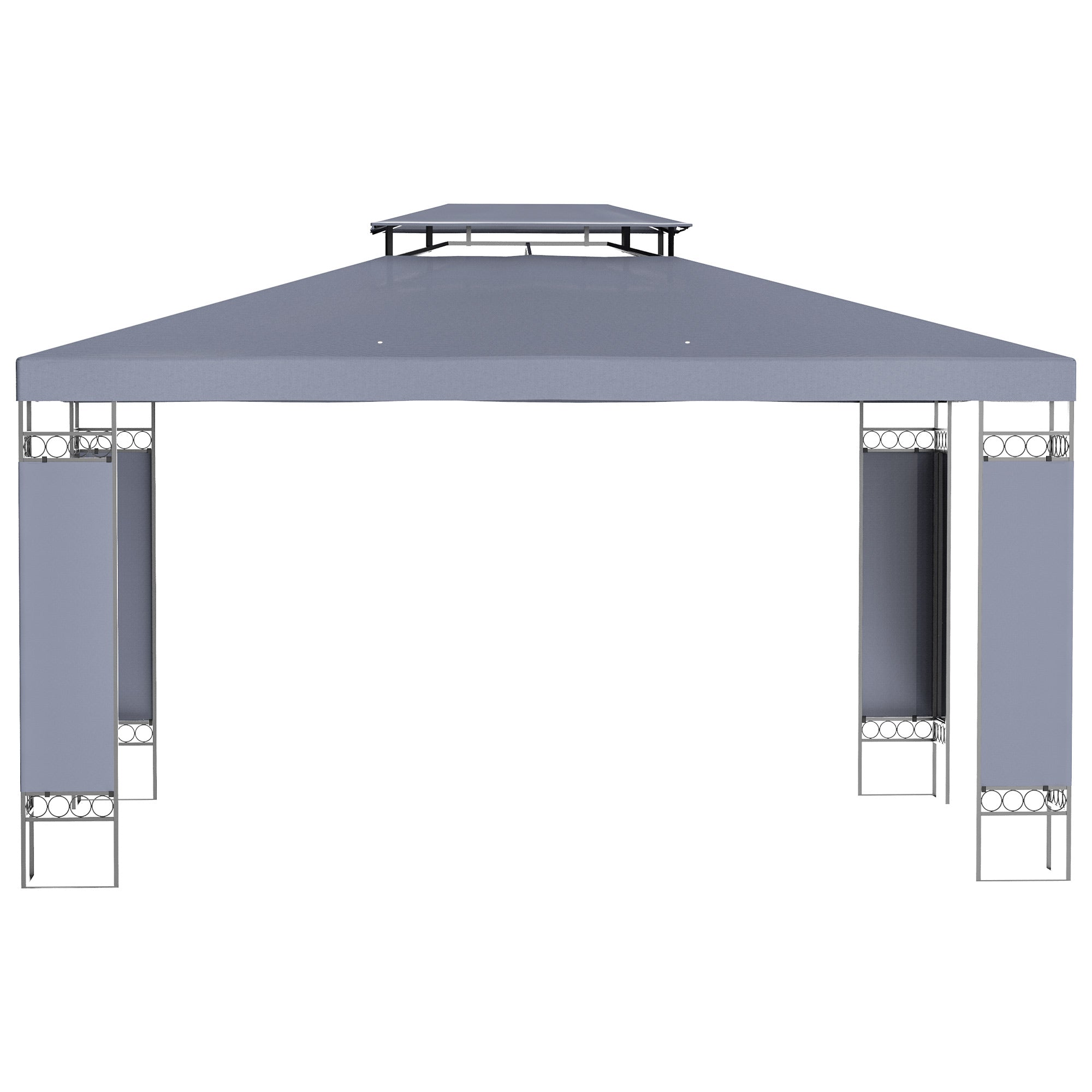 10' x 13' ደጋዊ ጋዜቦ፣ ድርብ ጣሪያ ደጋዊ ጋዜቦ ካኖፒ መከላኸሊ ምስ ስክሪን ዝሓበረ ኣእማን ፍሬም፣ ጻዕዳ