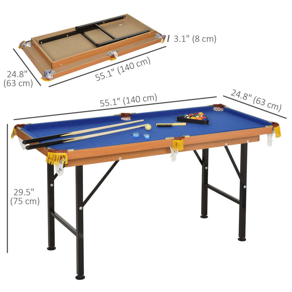 Soozier 55" Mini Pool Table Portable Billiard Table Includes Cues, Ball, Chalk, Rack, Green