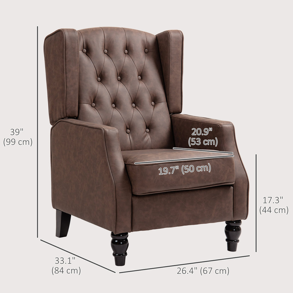 Single Person Sofa Small Cozy Comfortable Modern Faux Leather Thick Padding Living Room Bedroom Home Office Brown