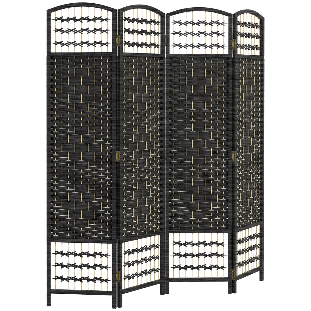 4 Panel Folding Room Divider, Portable Privacy Screen, Wave Fiber Room Partition for Home Office, White