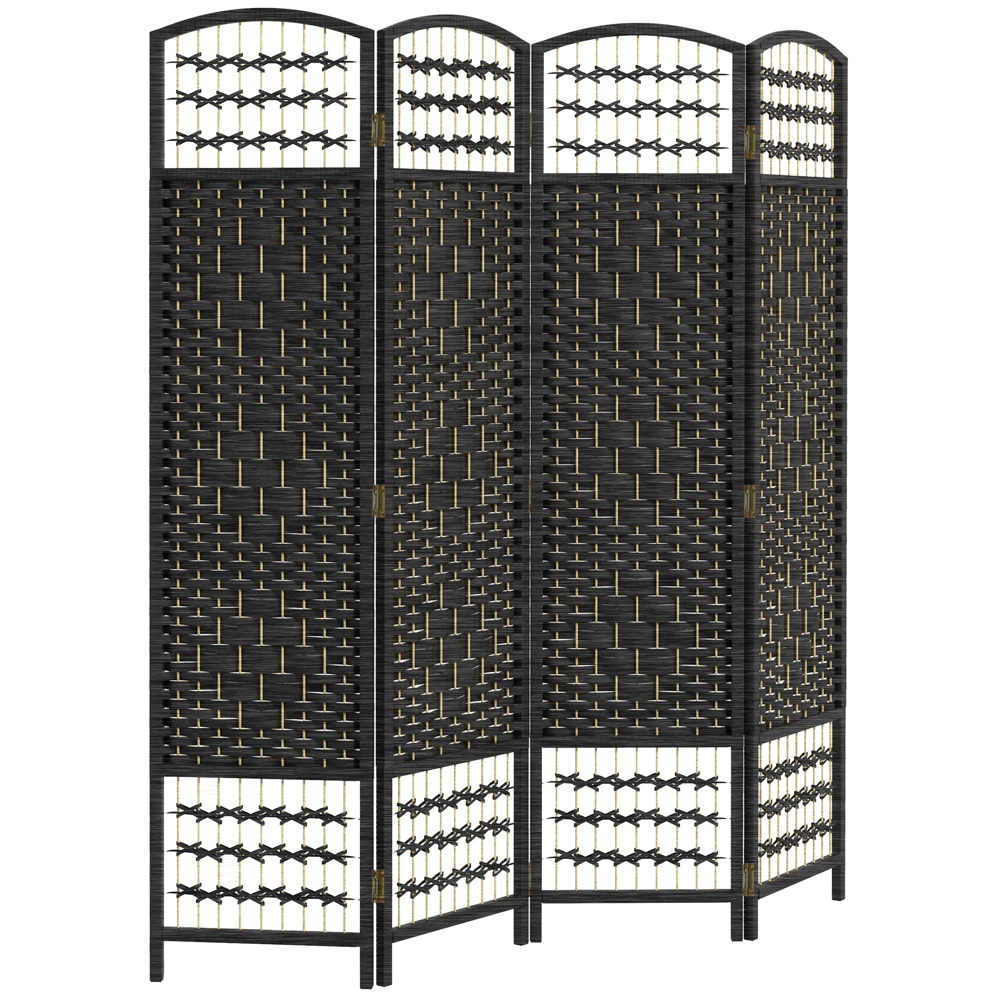 4 Panel Folding Room Divider, Portable Privacy Screen, Wave Fiber Room Partition for Home Office, White