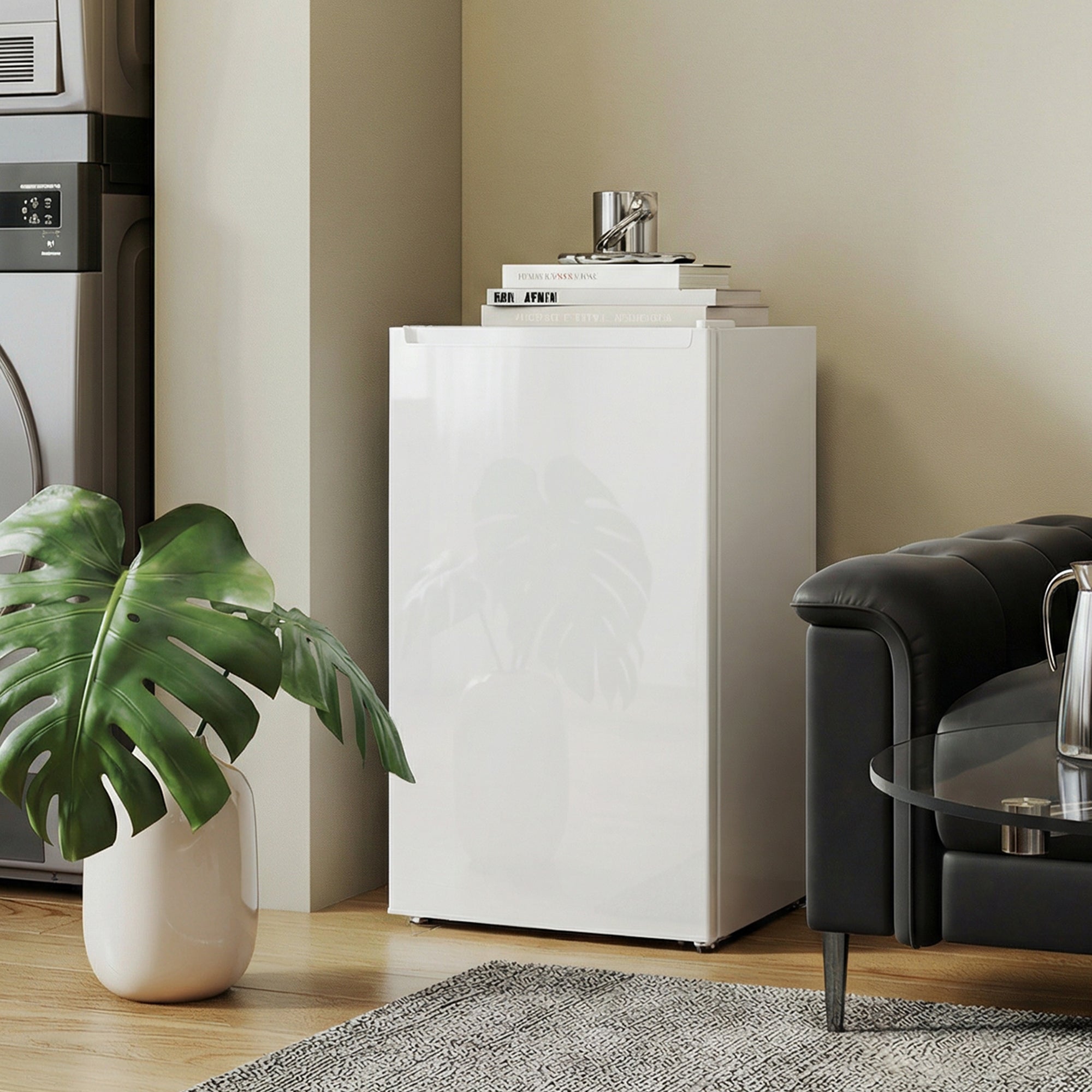 1.1 Cu. Ft. Mini Freezer, Compact Upright Freezer with Reversible Door, Removable Shelf, Adjustable Temperature, White
