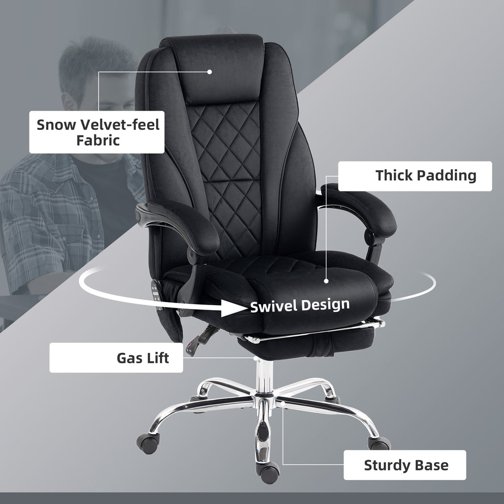Massage Office Chair, Reclining Computer Chair with Adjustable Height and Footrest, Brown