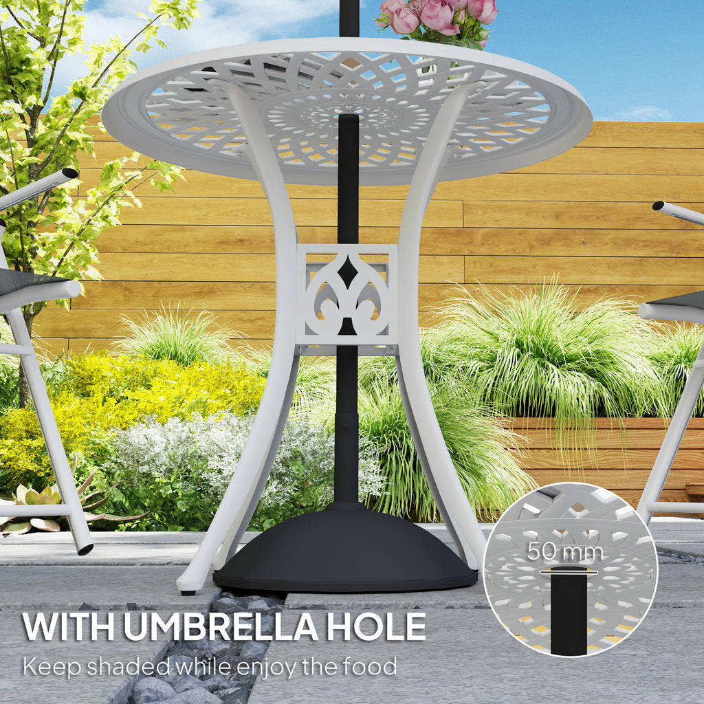 30-inch Round Patio Dining Table with Umbrella Hole Cast Aluminium Outdoor Bistro Table, Black