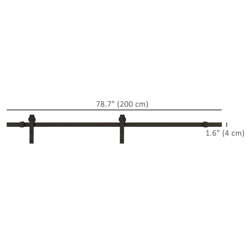6.6FT CARBON STEEL Sliding Wood Barn Door Hardware Track Set Door System Carbon Steel J Shape Roller