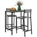 Industrial Bar Table Set Counter Height 3 Piece and 2 High Back Stools Set Dining Table Set Grey