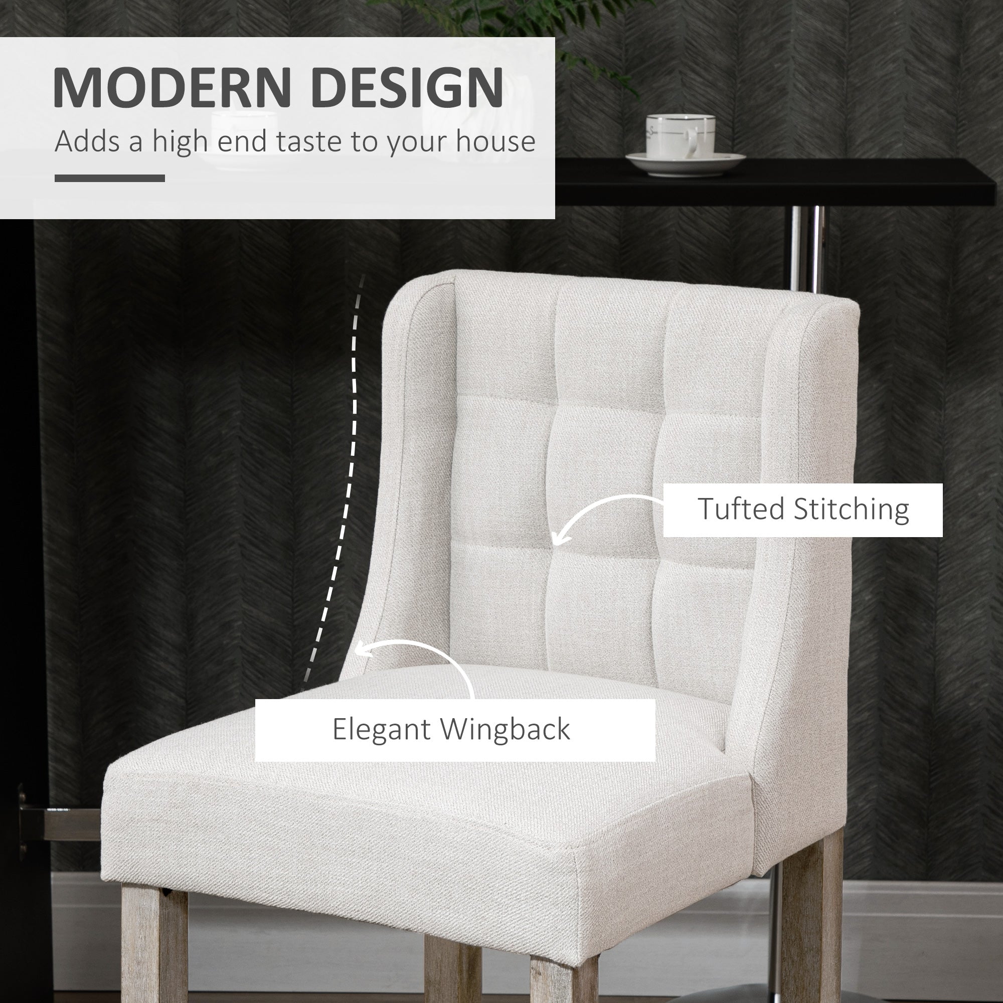 Modern Counter Bar Stools Tufted Upholstered Counter Chairs Set of 2 for Kitchen, Beige