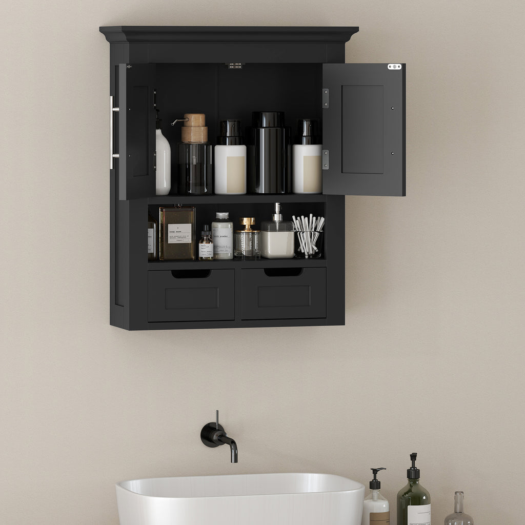 Bathroom Wall Cabinet, Medicine Cabinet, Toilet Storage Cabinet with Shelf for Living Room and Entryway, White