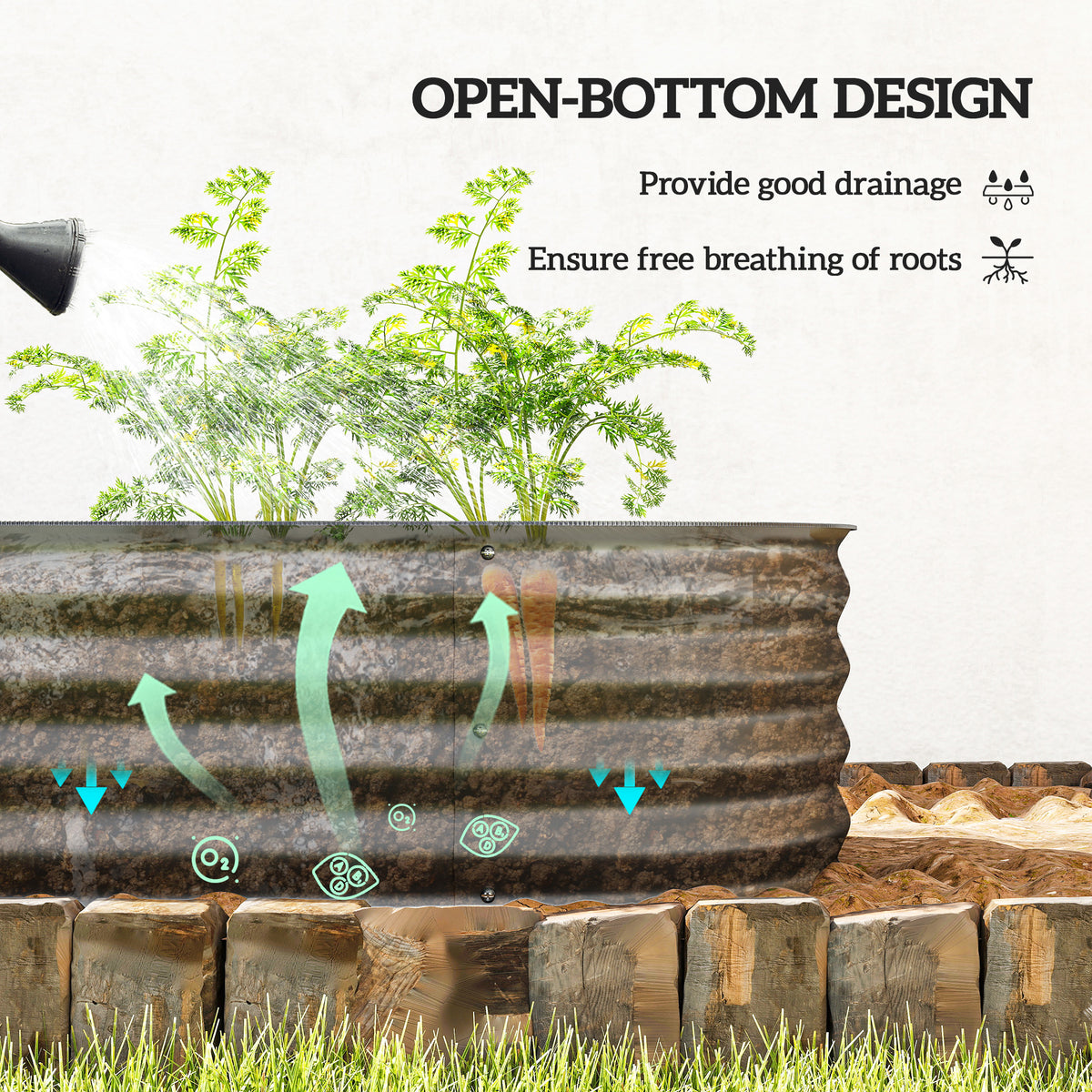 6.4 x 2 x 1ft Galvanized Raised Garden Bed Kit, Metal Planter Box with Safety Edging, Dark Grey