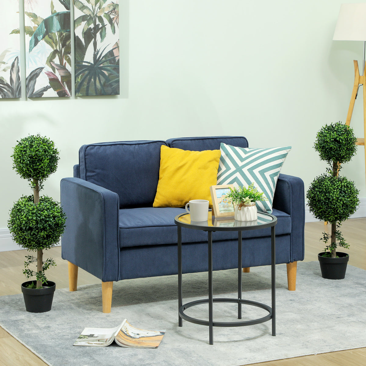 2 Pack 36.1" Artificial Trees, Boxwood Topiary Ball Trees with Pot for Indoor, Outdoor, Home Office, Living Room, Green