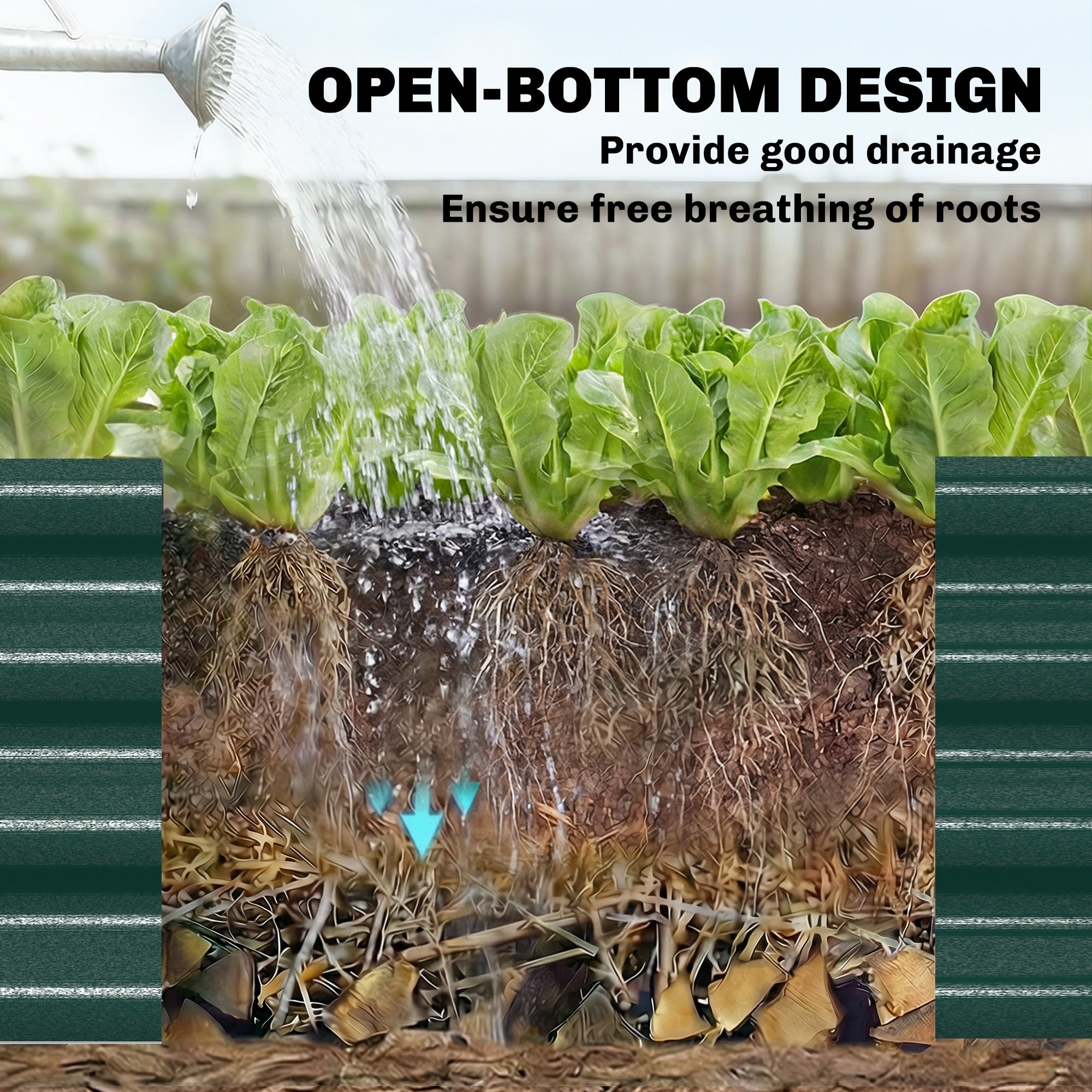 8 x 1.3 x 1.5ft Galvanized Raised Garden Bed, Reinforced Outdoor Planter Box with Open Bottom, Green