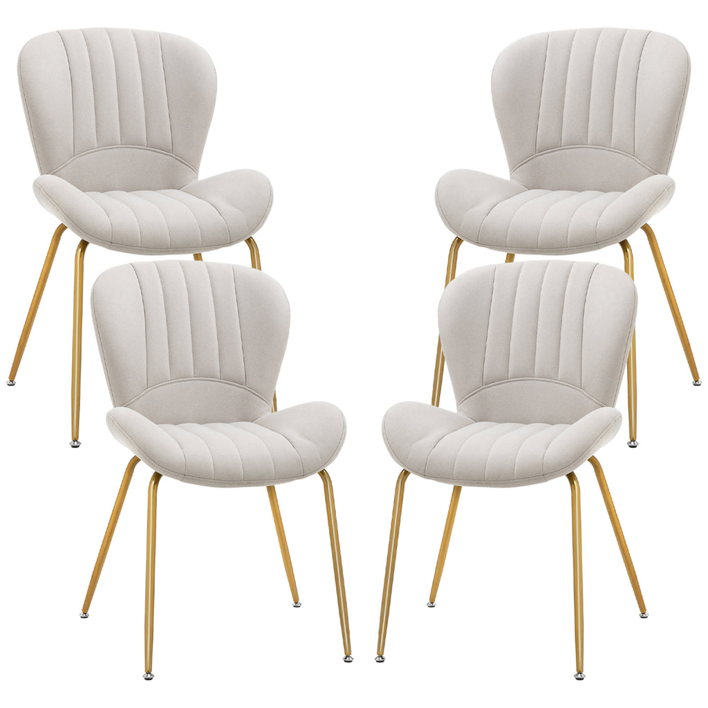 Dining Chairs Set of 2, Modern Accent Chair with Cushioned Backrest, Upholstery for Living Room, Cream White
