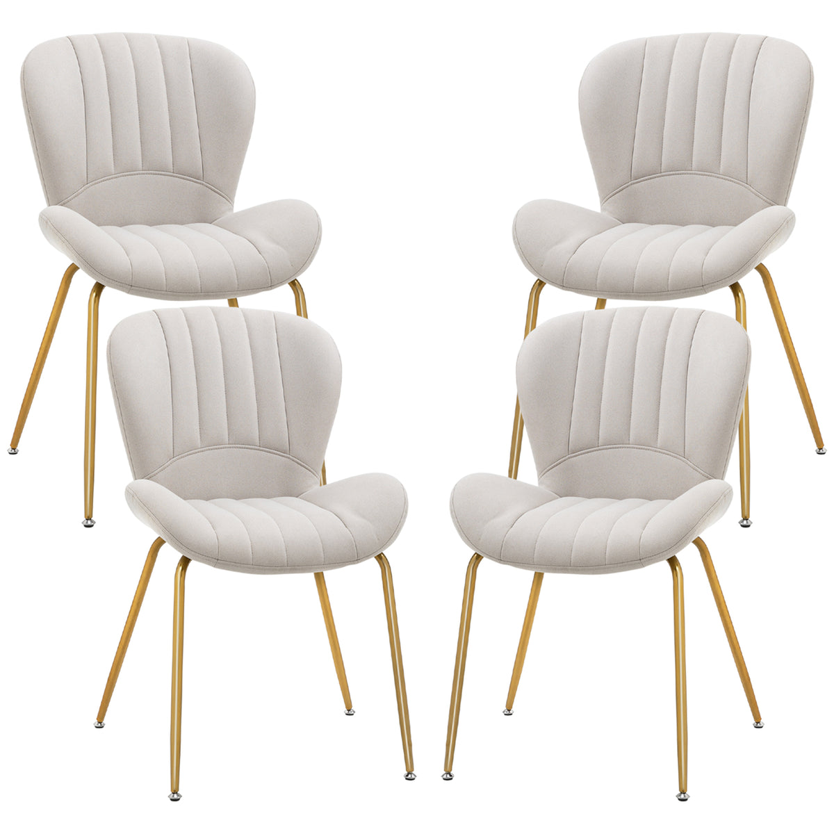Dining Chairs Set of 2, Modern Accent Chair with Cushioned Backrest, Upholstery for Living Room, Cream White
