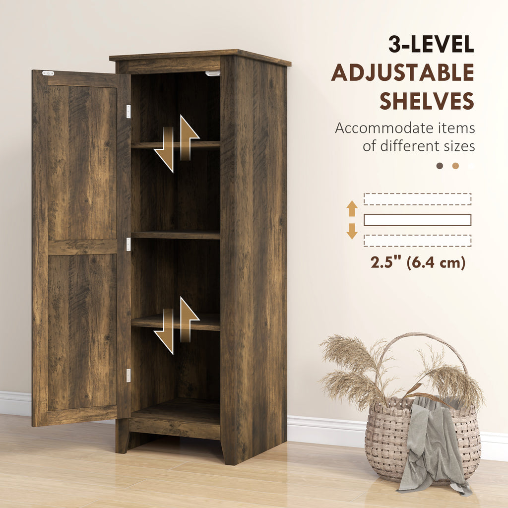48" Farmhouse Kitchen Pantry Storage Cabinet with Barn Door, Kitchen Pantry Cabinet with Adjustable Shelves, White