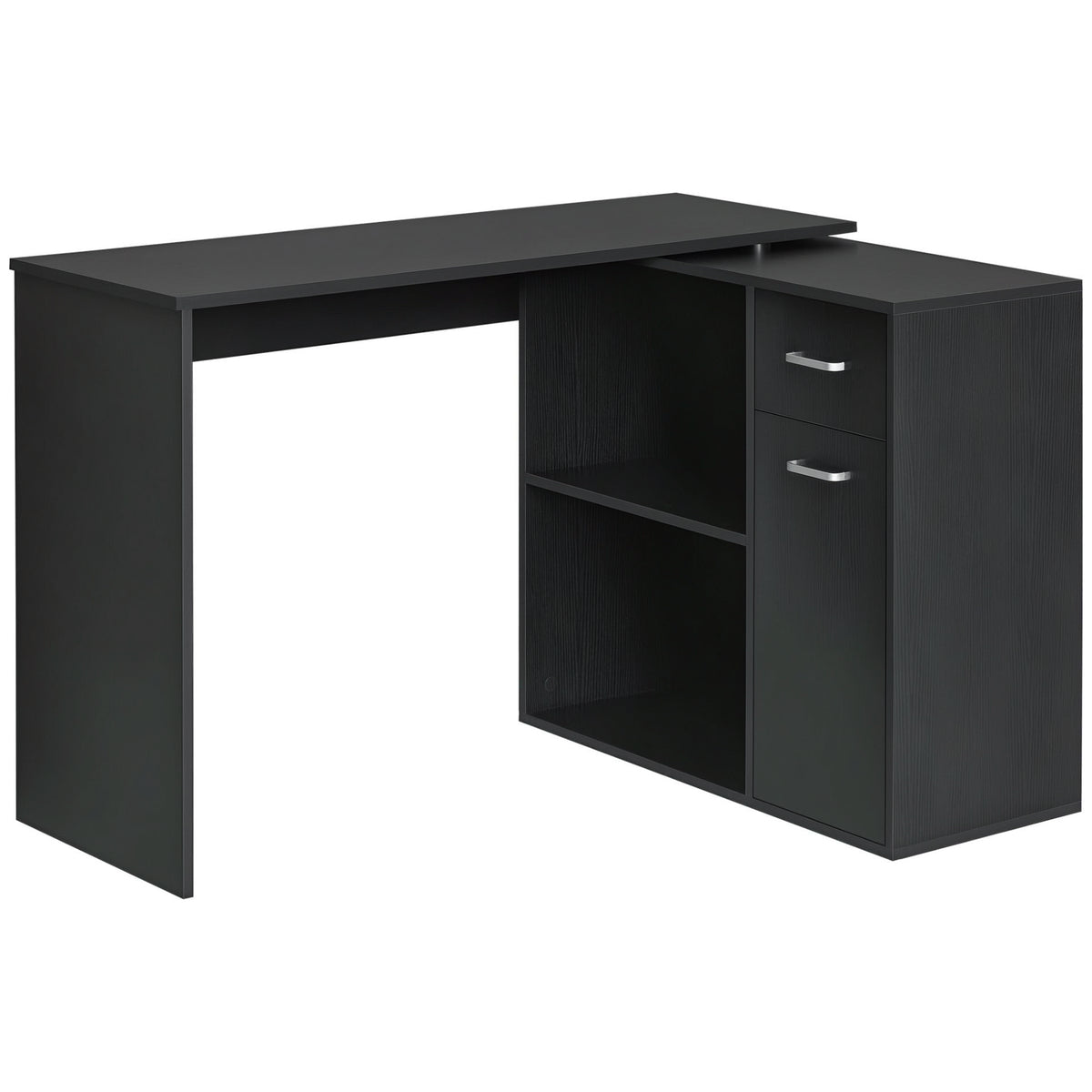180° Rotating Home Office Corner Desk Storage Shelf Cabinet Black
