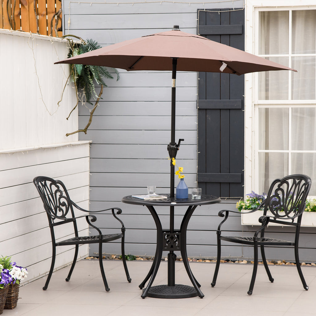 30-inch Round Patio Dining Table with Umbrella Hole Cast Aluminium Outdoor Bistro Table, Black