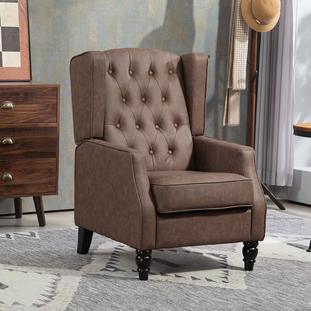 Single Person Sofa Small Cozy Comfortable Modern Faux Leather Thick Padding Living Room Bedroom Home Office Brown