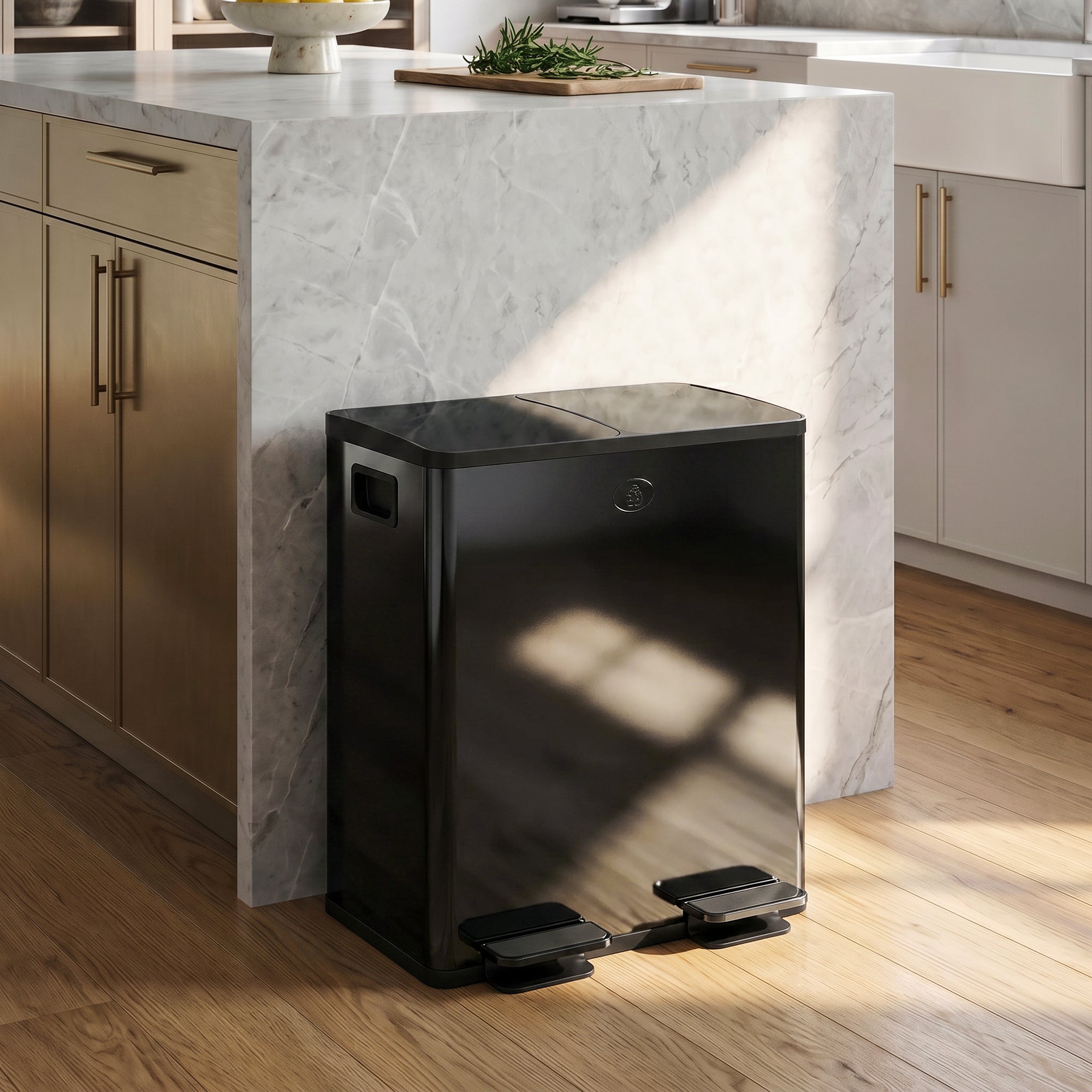 Garbage Bin, Soft-Close Trash Can with Foot Pedal, 2x5 Gal (2x20 L) Garbage Can with Removable Inner Buckets, Black
