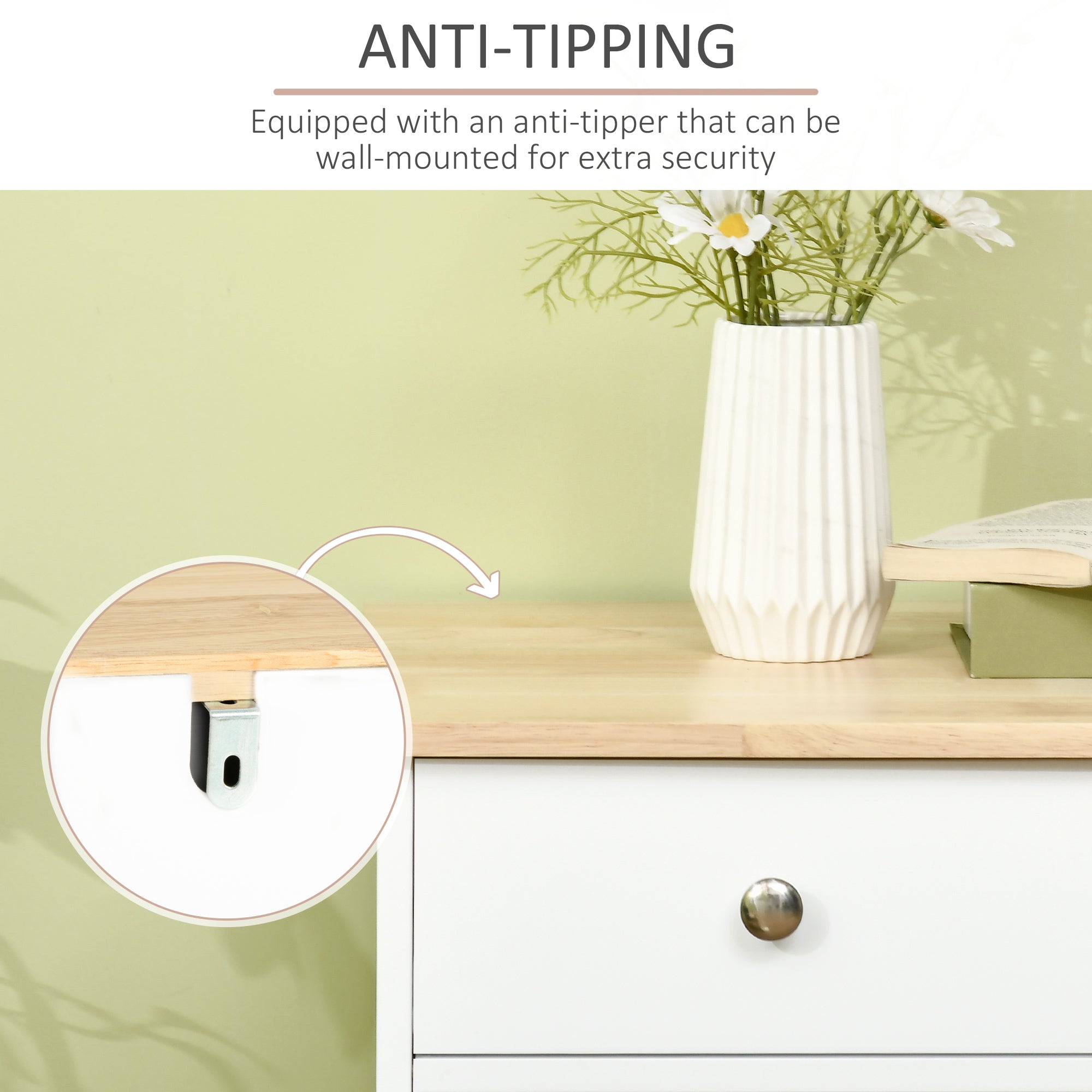 Modern Sideboard, Buffet Cabinet with Storage Cabinets, Drawers and Adjustable Shelves for Living Room, White