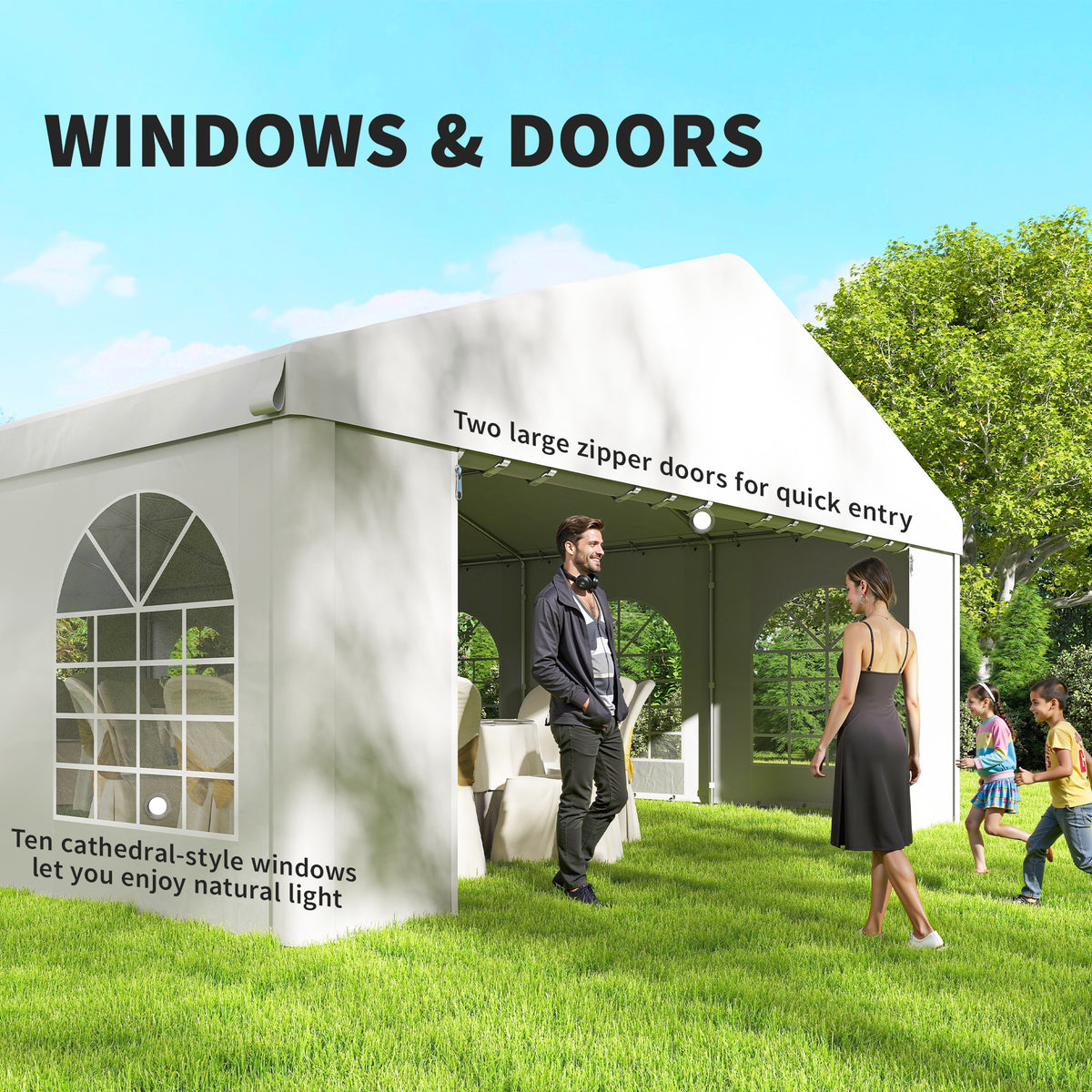 20'x33' Heavy Duty Large Party Tent & Carport with Removable Sidewalls, Portable Garage Canopy Tent, Grey