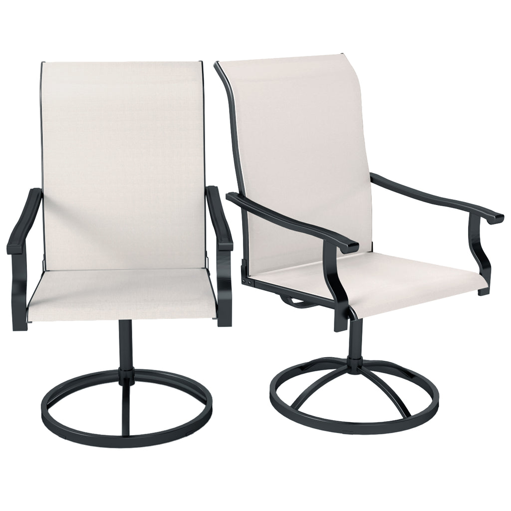 Outdoor Swivel Dining Chairs Set of 2, High Back Swivel Chairs with All Weather Mesh for Deck, Backyard, Poolside, Grey