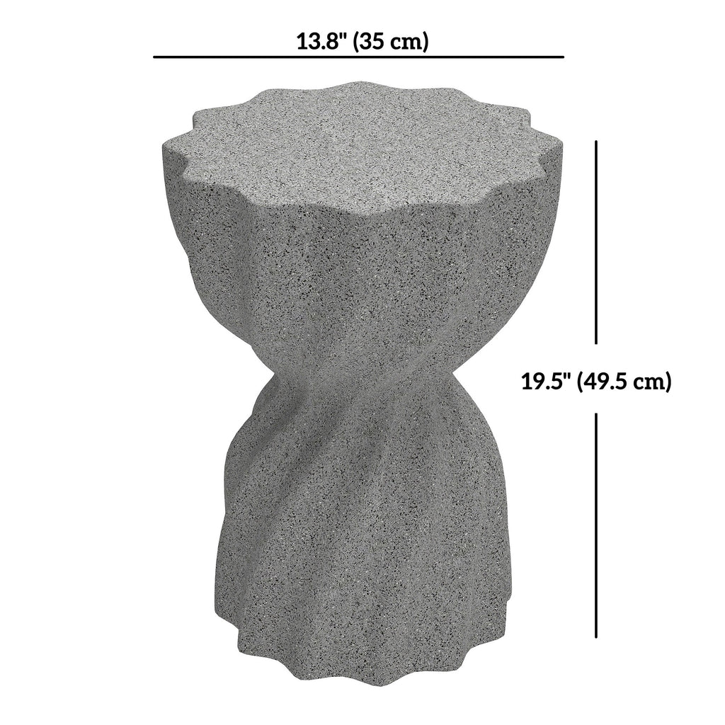 Spiral Decorative Garden Stool, Flower Top Outdoor Stool Side Table Plant Stand Footstool for Indoor Outdoor, Grey