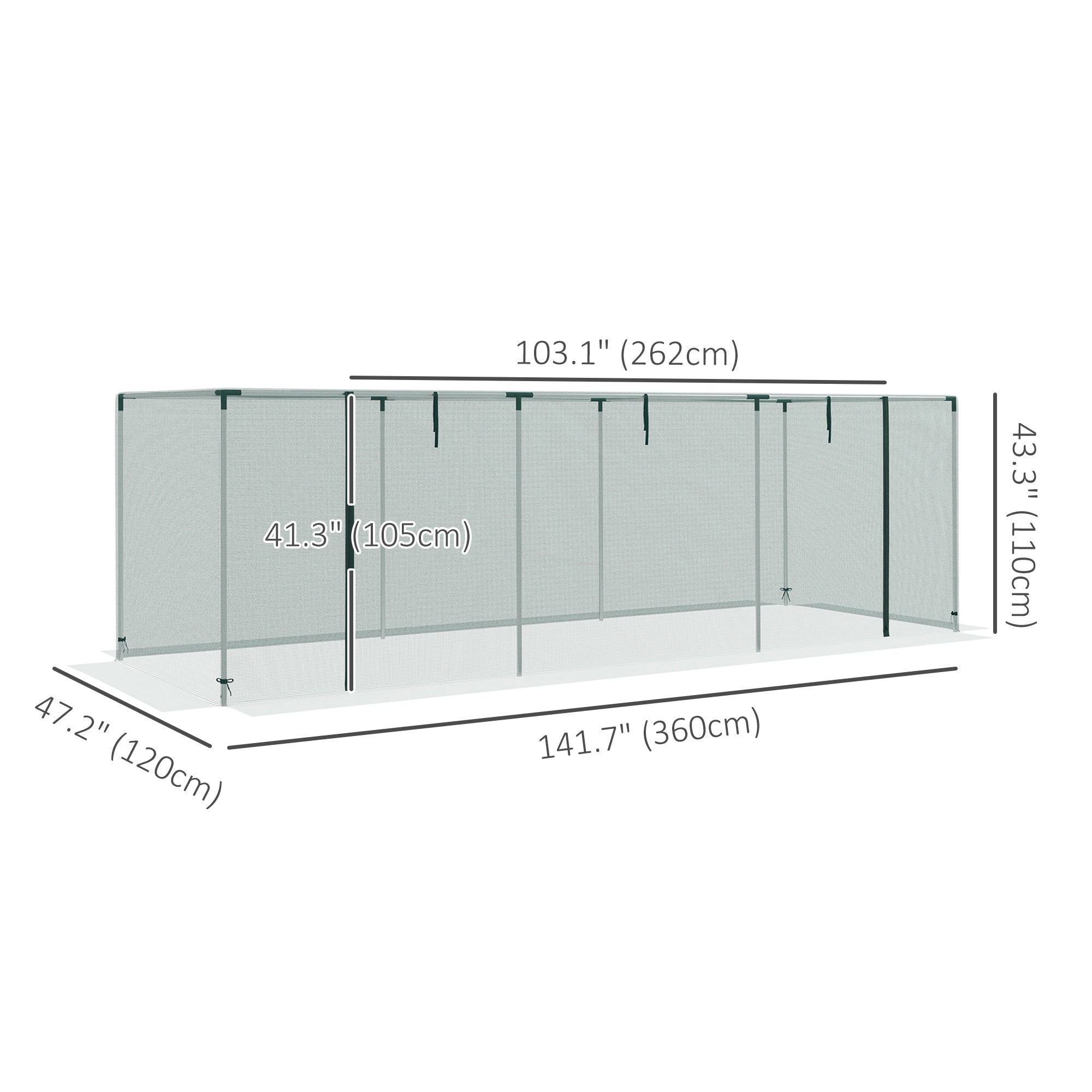 Galvanized Steel Crop Cage, Plant Protection Tent with Zippered Door, 4' x 4', Green