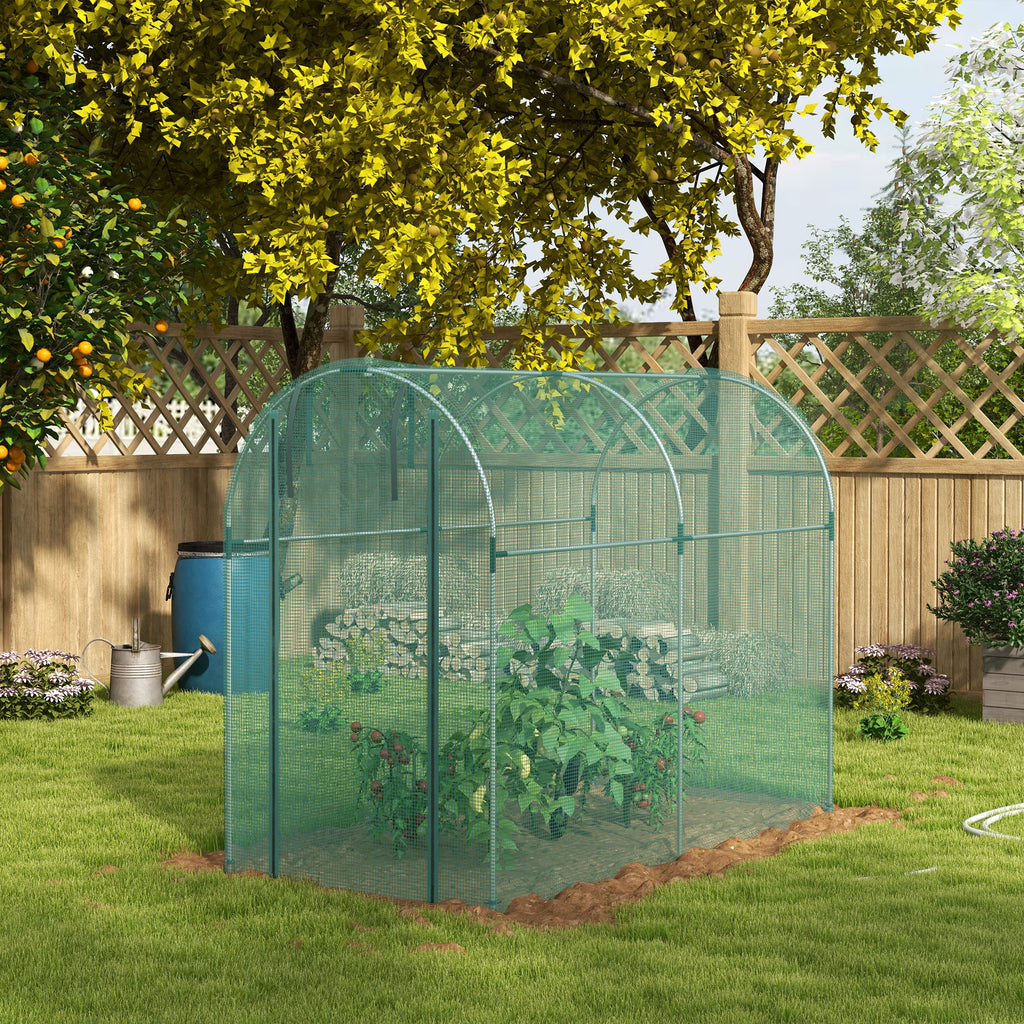 Galvanized Steel Crop Cage, Plant Protection Tent with Zippered Door, 4' x 4', Green