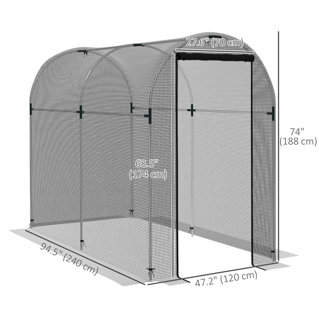 Galvanized Steel Crop Cage, Plant Protection Tent with Zippered Door, 4' x 4', Green
