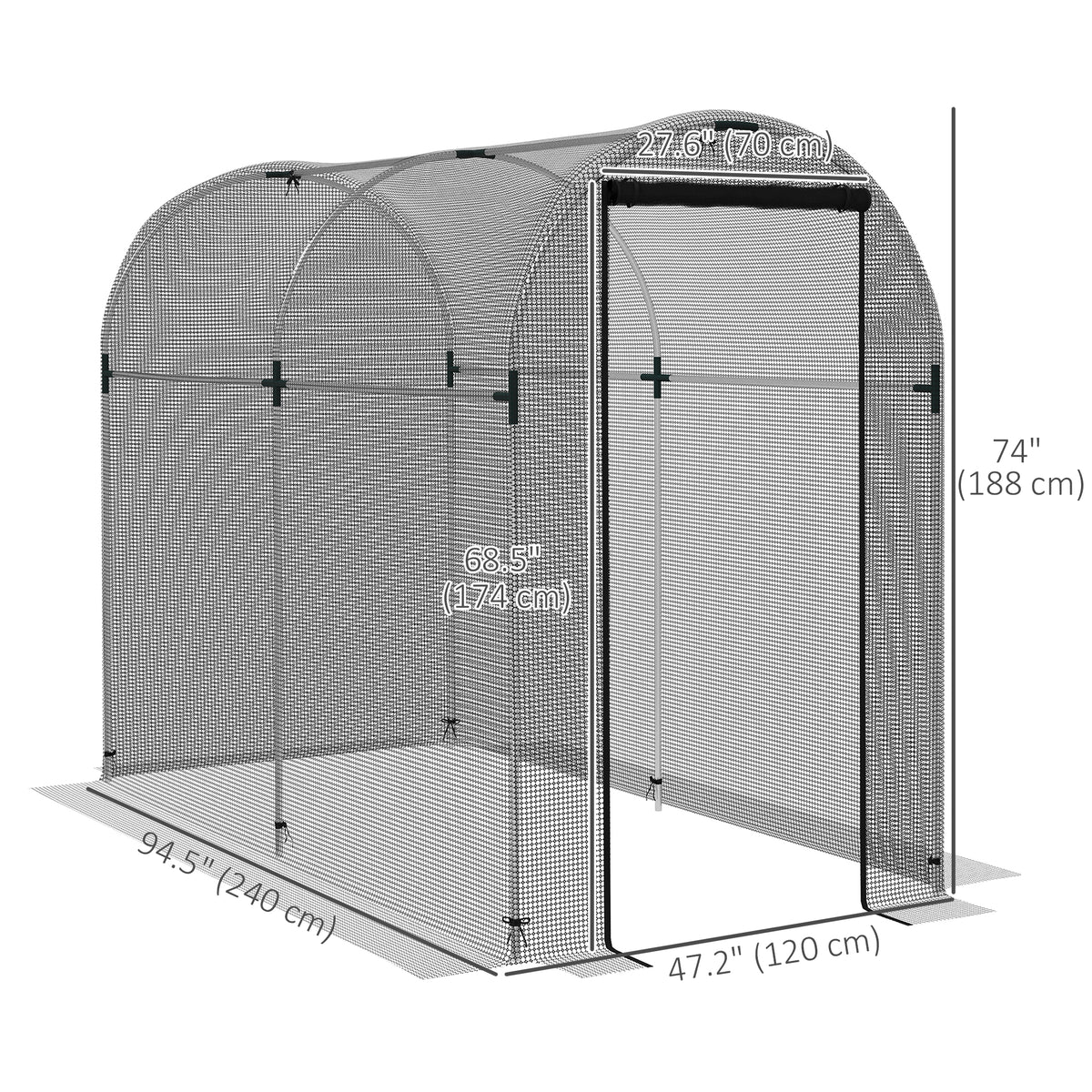Galvanized Steel Crop Cage, Plant Protection Tent with Zippered Door, 4' x 4', Green