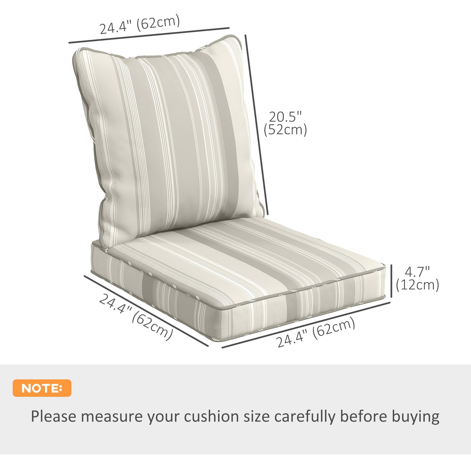 Seat Cushion Back Pillows Replacement Set of 2, Patio Chair Cushions Set for Indoor Outdoor, Green