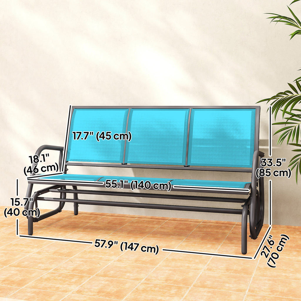 3-Seat Outdoor Glider Chair, Patio Rocking Chair, Steel Frame, Sling Fabric Seat for Garden, Backyard, Lawn, Black