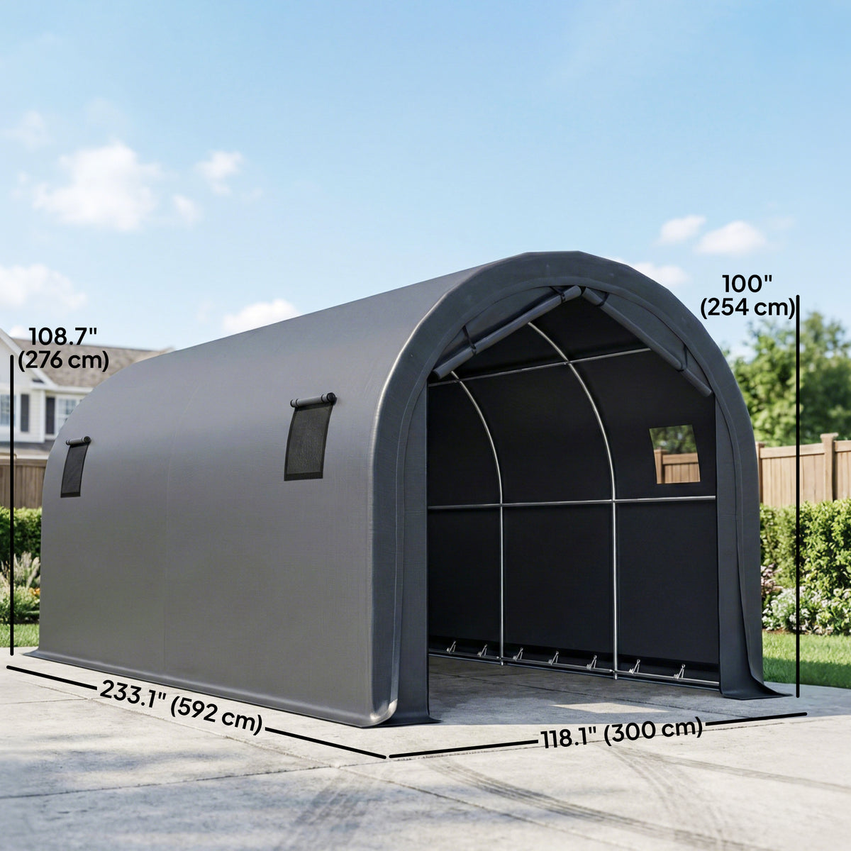 10' x 19' Heavy Duty Carport, Portable Garage Car Canopy Tent Shelter with Reinforced Galvanized Frame, Dark Grey