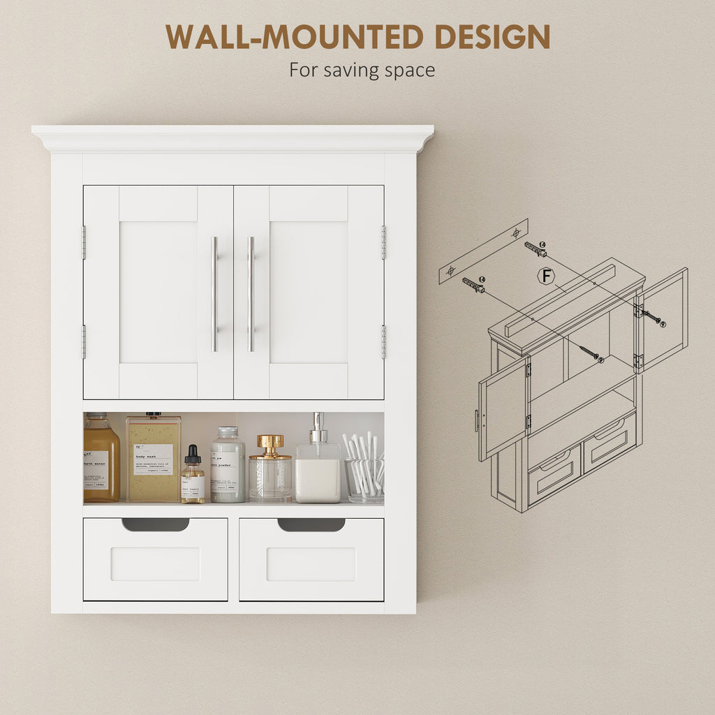 Bathroom Wall Cabinet, Medicine Cabinet, Toilet Storage Cabinet with Shelf for Living Room and Entryway, White