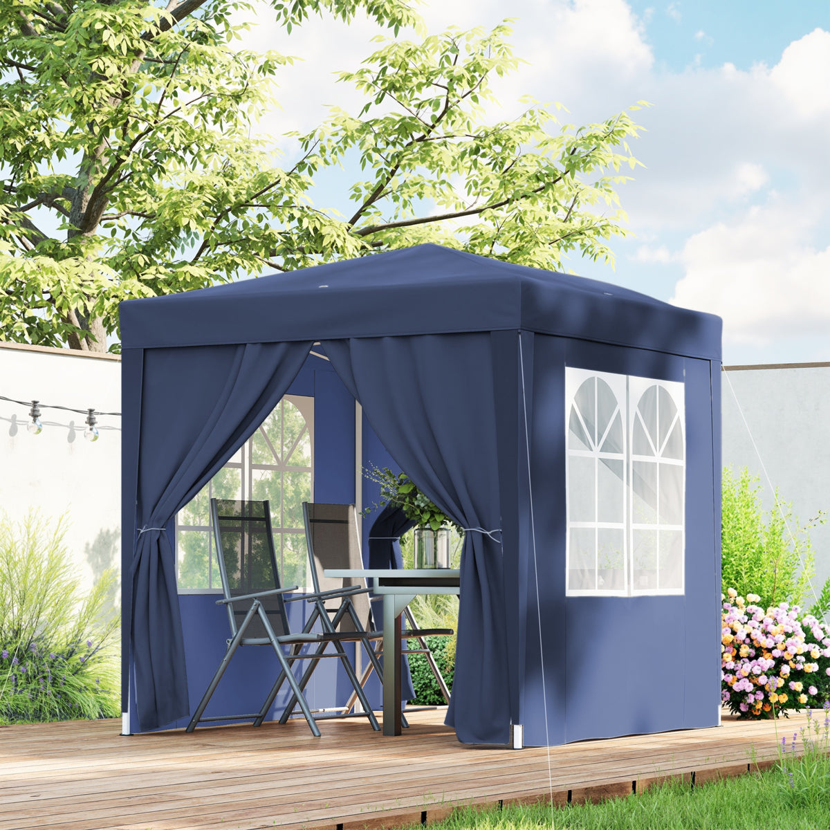 6.6'x6.6' Pop Up Canopy Tent with Sidewalls, Instant Sun Shelter Camping Gazebo with Carry Bag, Grey