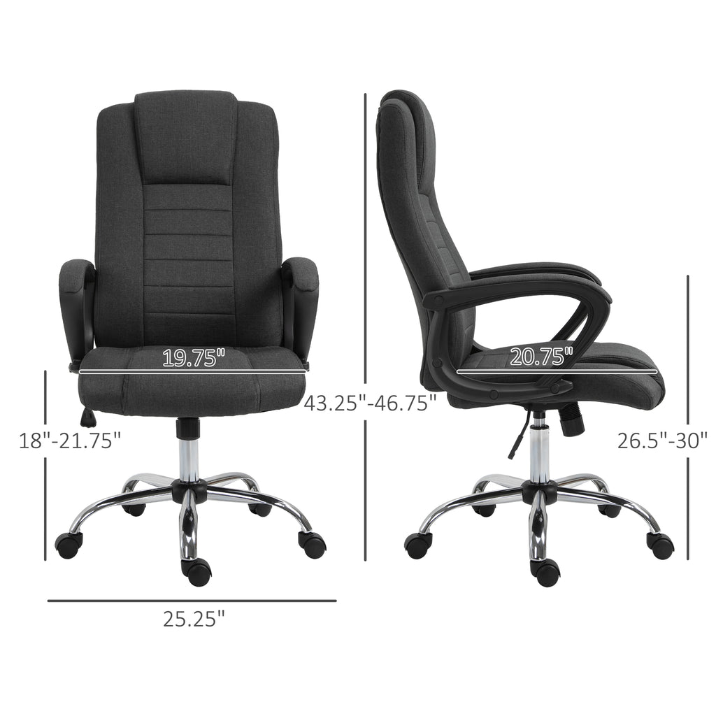High Back Office Chair, Height Adjustable Computer Desk Chair with Swivel Wheels and Tilt Function, Charcoal Grey