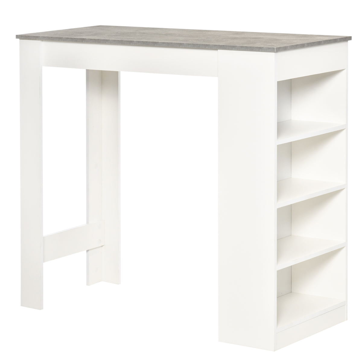 Bar Table, High Top Pub Table with 4 Storage Shelves, Modern Bar Height Table for Home Bar, Kitchen, Grey