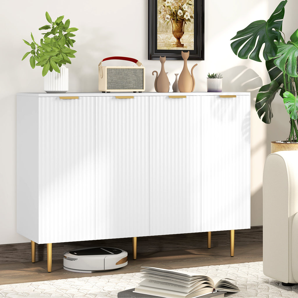 Modern Kitchen Storage Cabinet, Sideboard Buffet Cabinet with Adjustable Shelves for Kitchen Hallway, White
