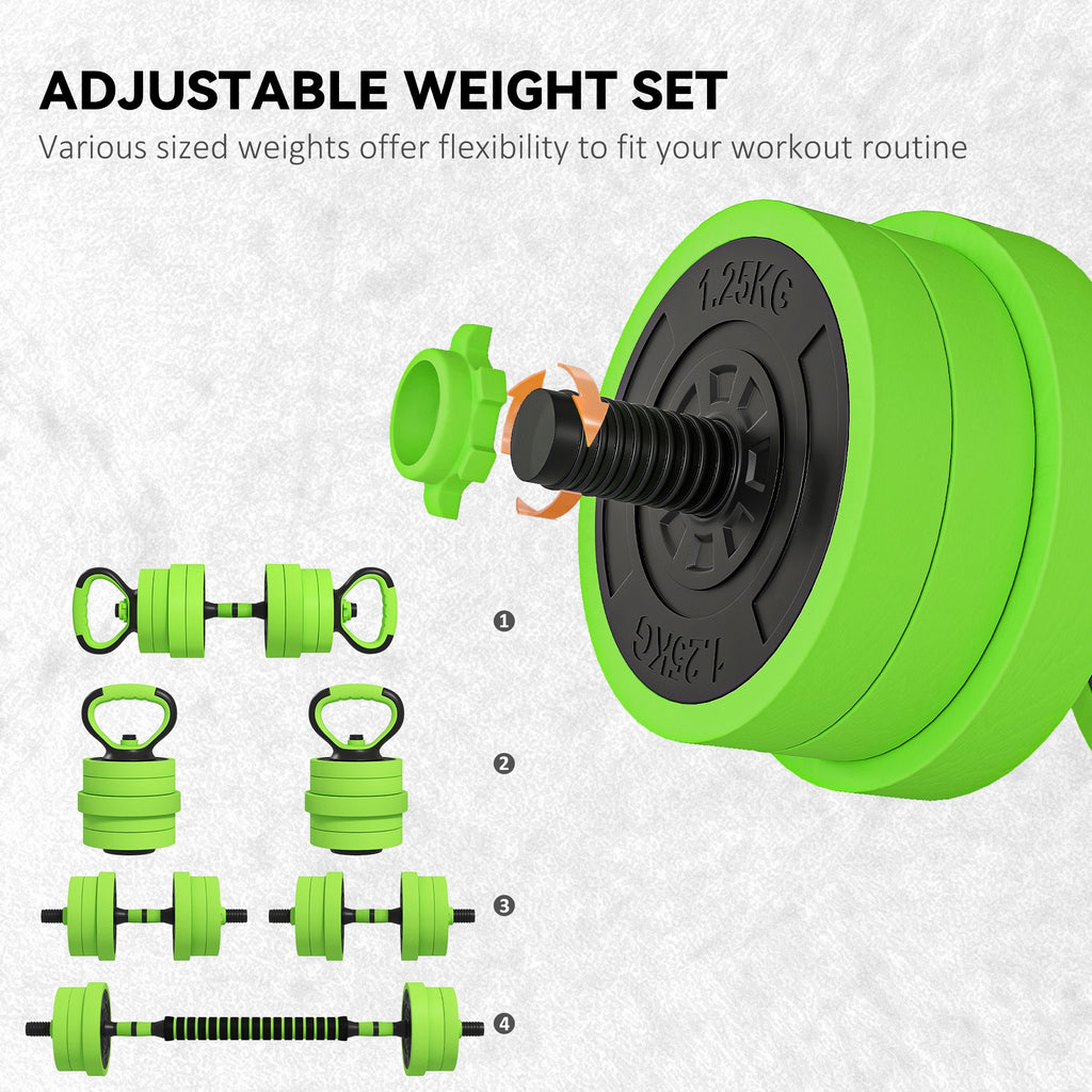 Soozier 66lbs 4-in-1 Adjustable Weight Dumbbell Set, Barbell, Kettlebell, Push Up Stand, Red