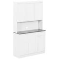 71" Kitchen Pantry Cabinet, Storage Buffet with Hutch, Adjustable Shelves,Cable Management for Kitchen, Living Room, High Gloss White