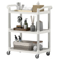 3-Tier Utility Cart Rolling Storage Trolley with 3 Shelves, Silver and White