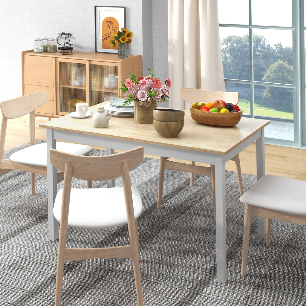 47" x 30" Dining Table, Farmhouse Dining Room Table with Pine Wood Frame, Space Saving Kitchen Table, Natural
