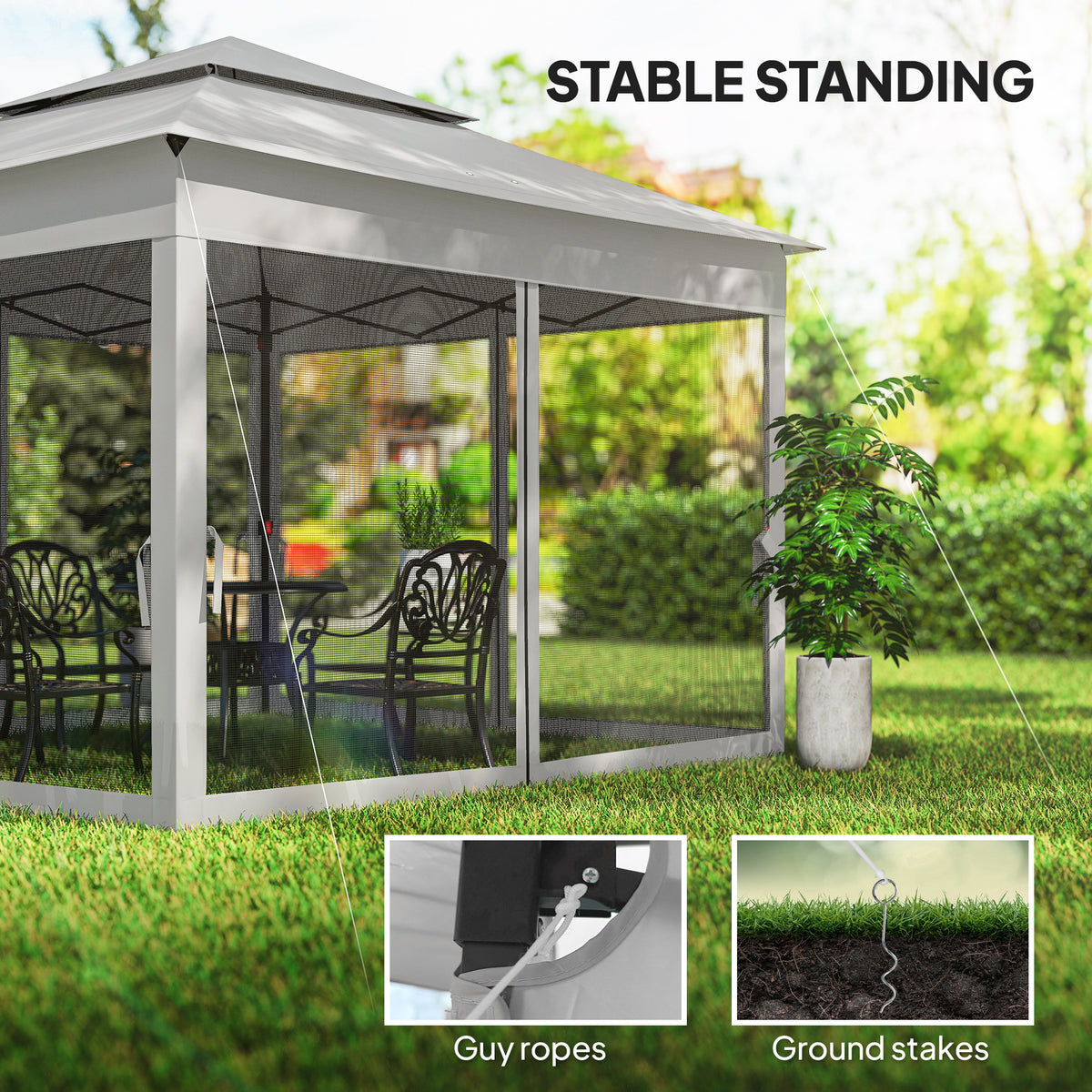 11' x 11' Pop Up Canopy 2-Tier Soft Top Shelter Event Tent w/ Netting Carry Bag for Patio Backyard Garden, Light Grey