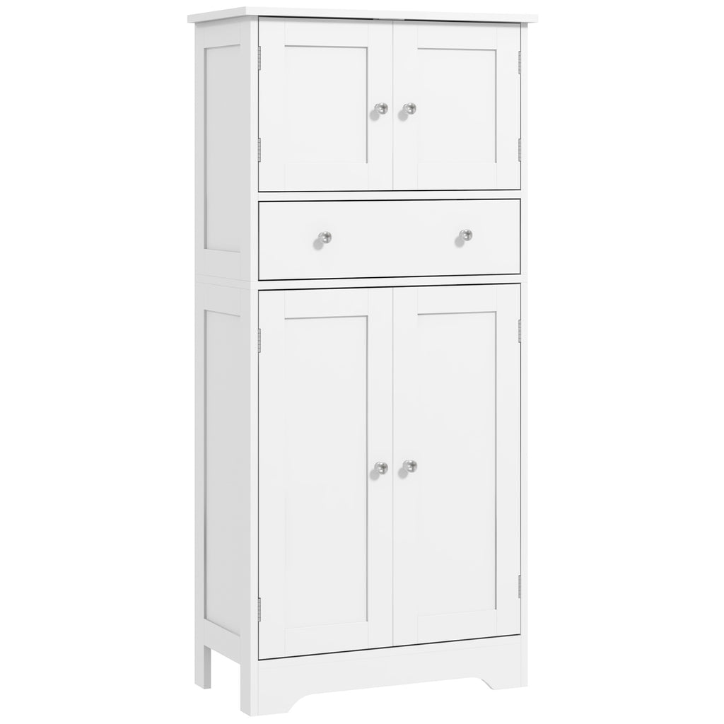 50.5" Kitchen Storage Cabinet, Modern Kitchen Pantry Cabinet with 4 Doors, Drawer, Adjustable Shelf, Black